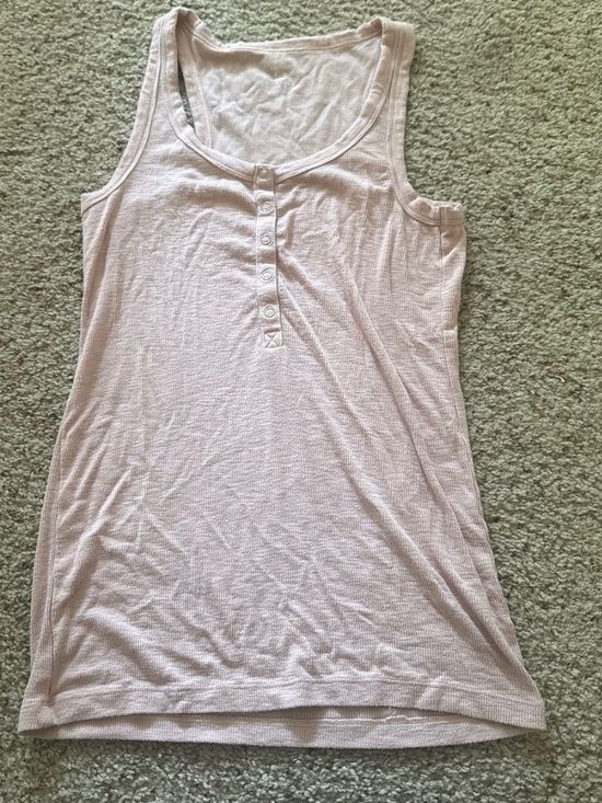 aerie Tops - aerie Pale Pink Ribbed Henley Tank